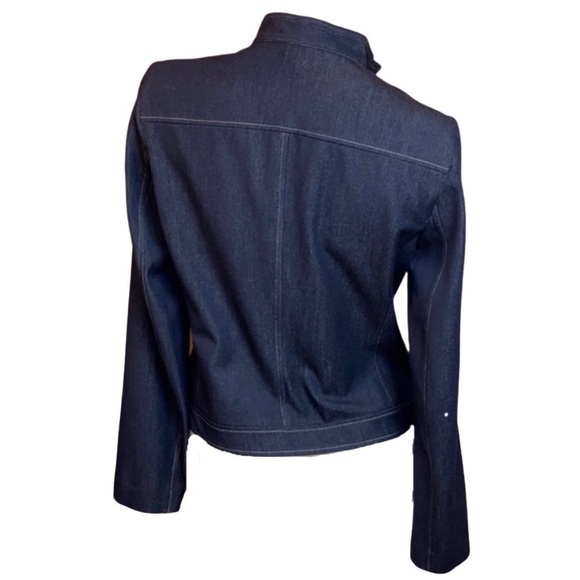 MARGARET M clean lined zippered denim top - Picture 3 of 9